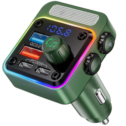 54W Bluetooth Car Adapter with 4 Ports, FM Transmitter & Hands-Free Calling