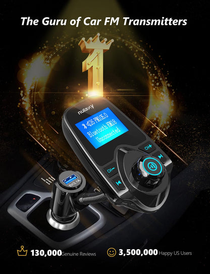 Car Bluetooth FM Transmitter with Hands-Free Calling & USB Charging