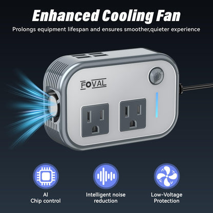 200W Car Power Inverter with 4 USB Ports & 110V AC Outlet