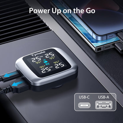 Wireless Tire Pressure Monitoring System with 4 External Sensors & Color Display