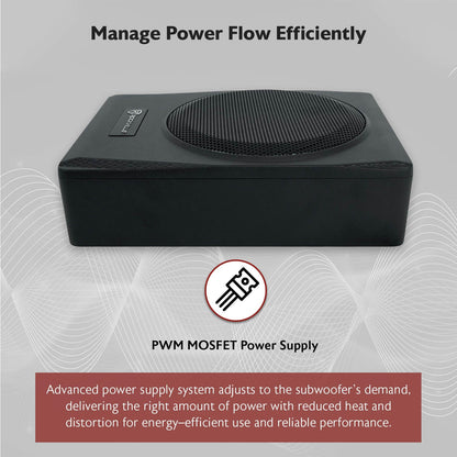 Slim Under-Seat Powered Subwoofer with Built-In Amplifier