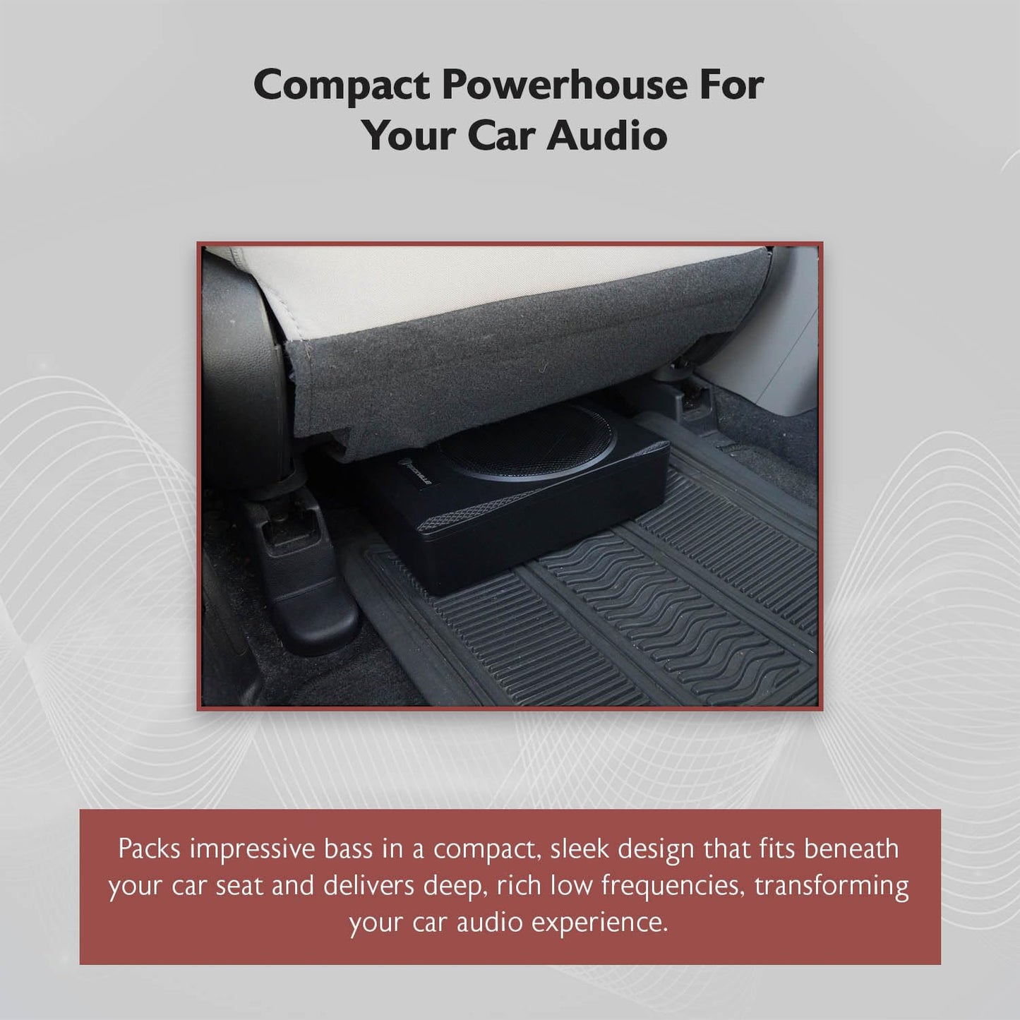 Slim Under-Seat Powered Subwoofer with Built-In Amplifier
