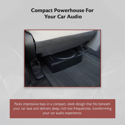 Slim Under-Seat Powered Subwoofer with Built-In Amplifier