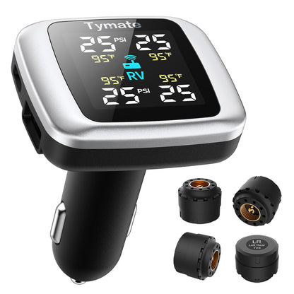 Wireless Tire Pressure Monitoring System with 4 External Sensors & Color Display