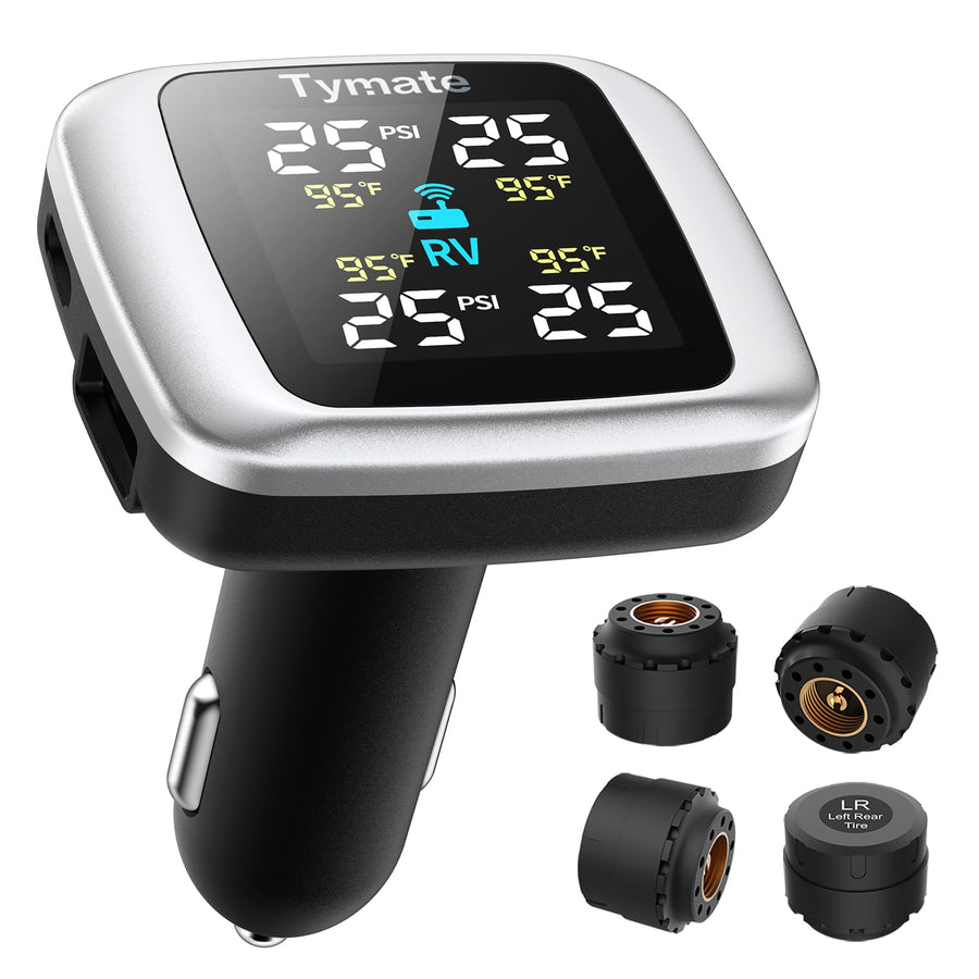Wireless Tire Pressure Monitoring System with 4 External Sensors & Color Display