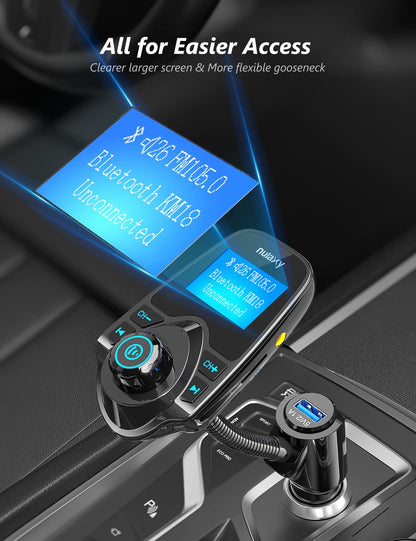 Car Bluetooth FM Transmitter with Hands-Free Calling & USB Charging