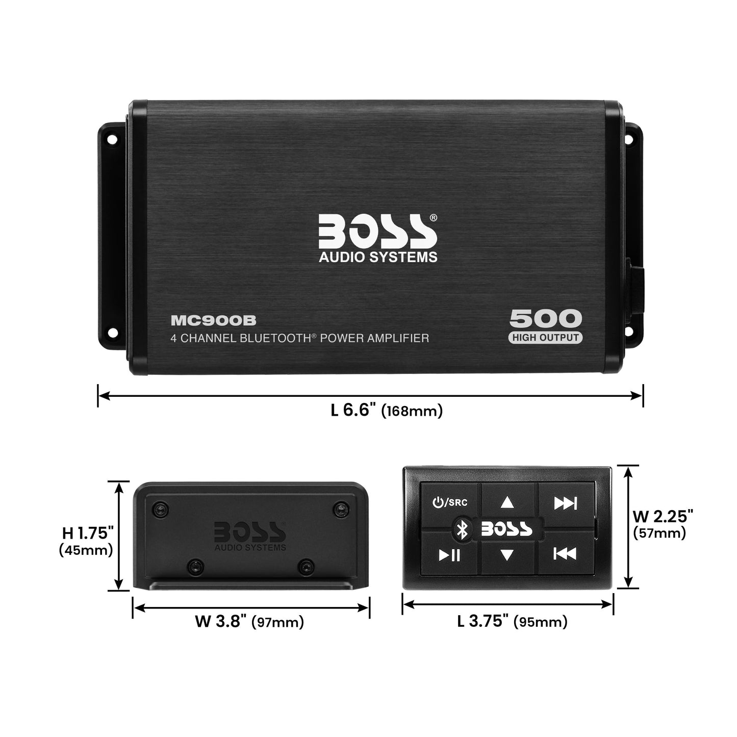 4-Channel 500W Car/ATV/UTV Amplifier with Bluetooth & Weatherproof Design
