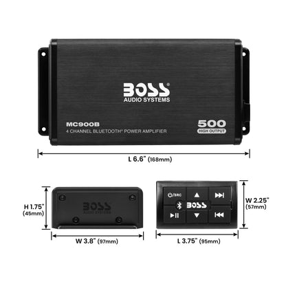 4-Channel 500W Car/ATV/UTV Amplifier with Bluetooth & Weatherproof Design