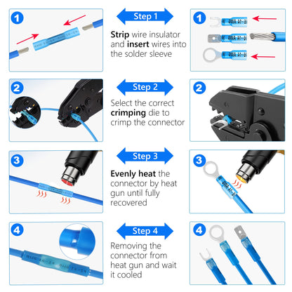 Heat Shrink Wire Connector Kit with Waterproof Crimp Terminals