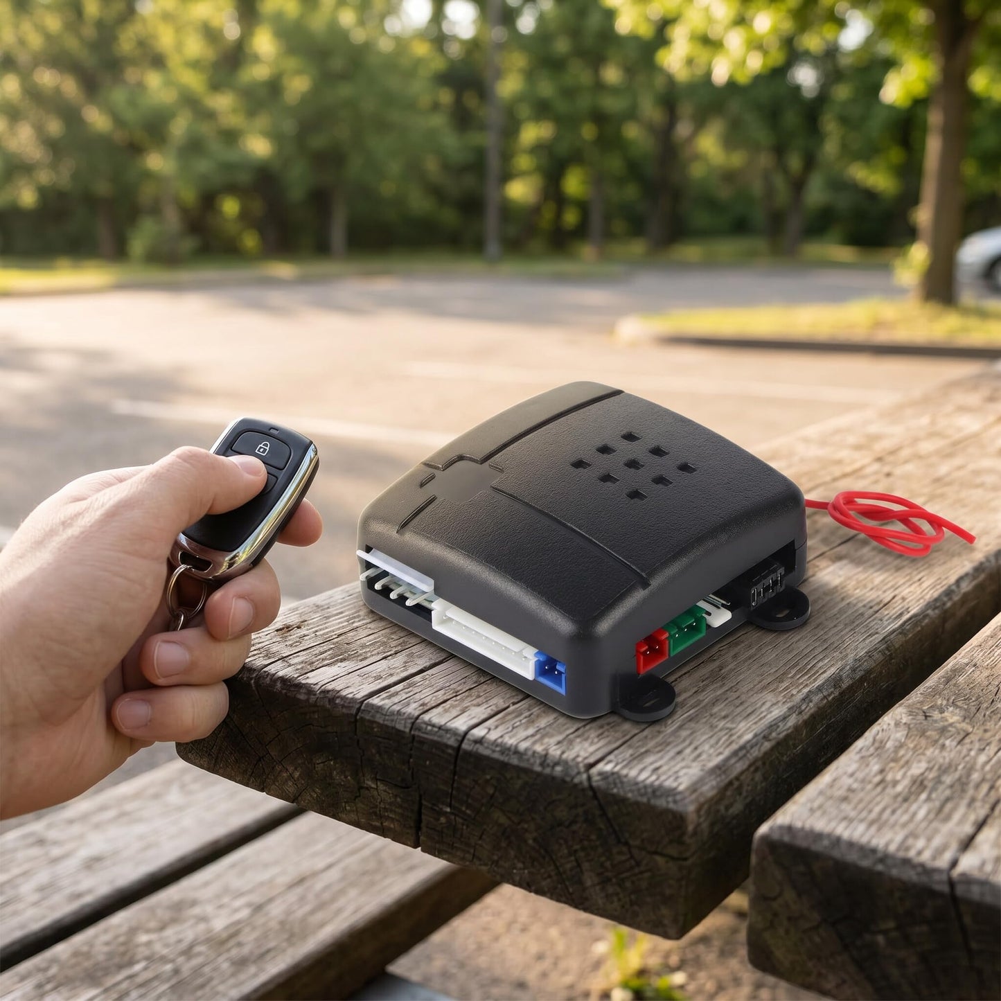 Car Security Alarm System with Shock Sensor & Keyless Entry