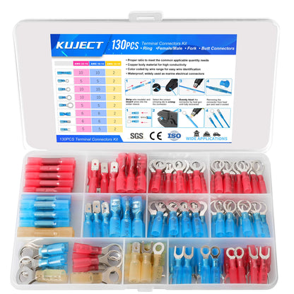 Heat Shrink Wire Connector Kit with Waterproof Crimp Terminals