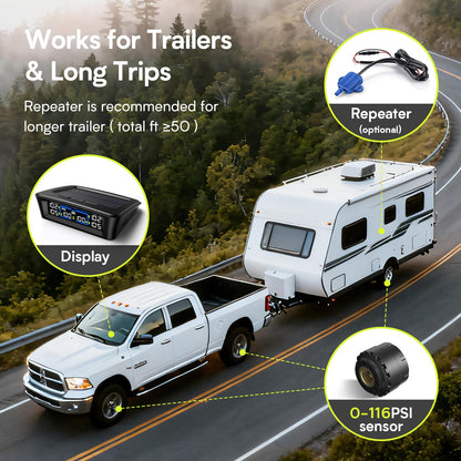 TM12 Tire Pressure Monitoring System with 4 or 6 Sensors