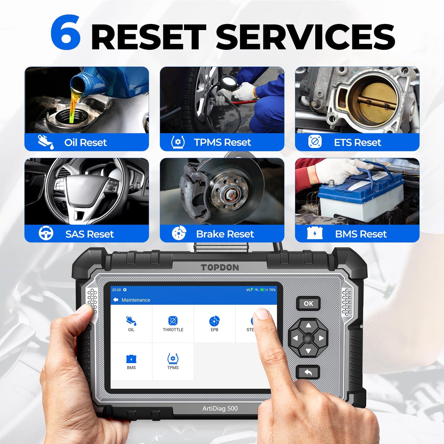 OBD2 Diagnostic Scanner with Reset Functions, Battery Test & Wi-Fi Updates