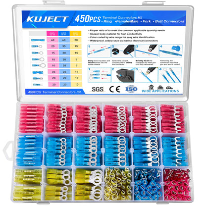 Heat Shrink Wire Connector Kit with Waterproof Crimp Terminals
