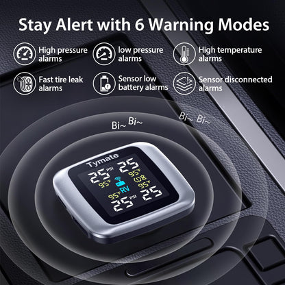 Wireless Tire Pressure Monitoring System with 4 External Sensors & Color Display