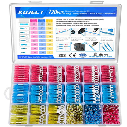 Heat Shrink Wire Connector Kit with Waterproof Crimp Terminals
