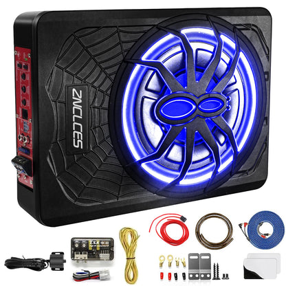 10" Slim Under-Seat Powered Car Subwoofer with Built-In Amplifier