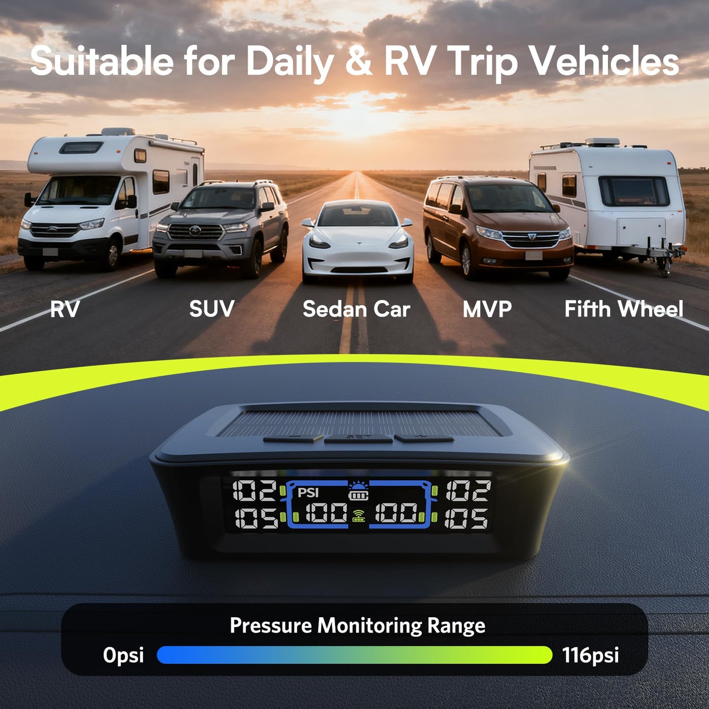 TM12 Tire Pressure Monitoring System with 4 or 6 Sensors