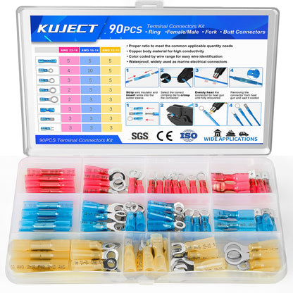 Heat Shrink Wire Connector Kit with Waterproof Crimp Terminals